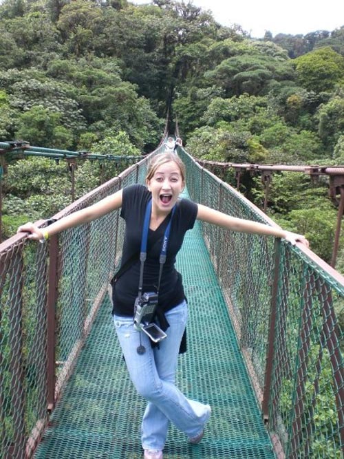 Daniela on a canopy bridge in Monteverde