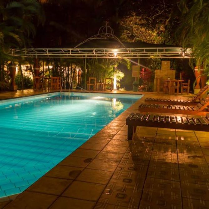 Night pool view at Hotel La Rosa de America