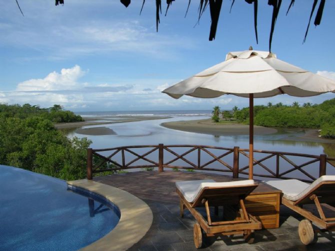 Beach view from endless pool at Casa Caletas Boutique Hotel