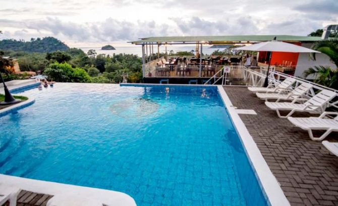 Pool view at El Faro Beach Hotel