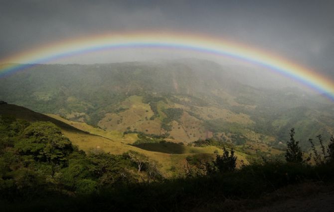 Rainbow over view of Cloud Forest