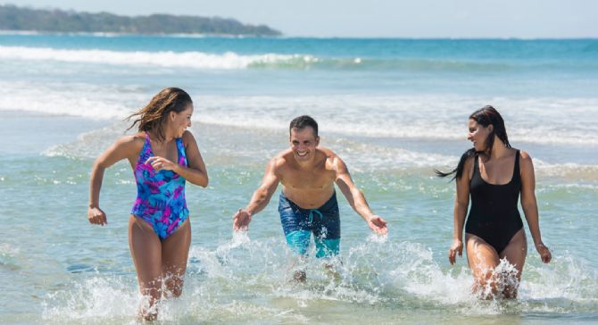 Having fun on the beach at Playa Langosta