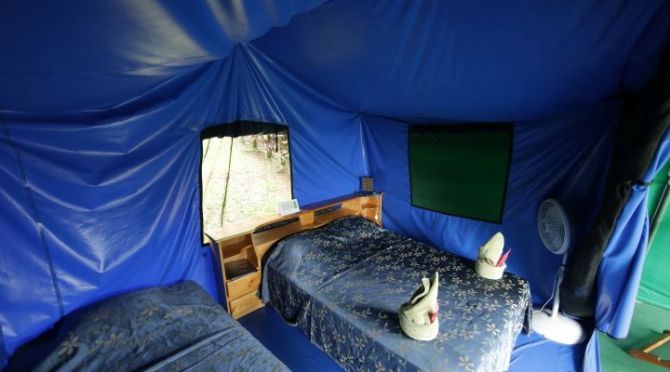 Tent cabin interior