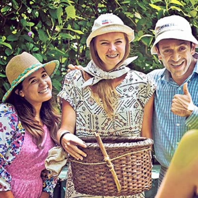 Tourists enjoying the Cafe Britt Coffee Tour