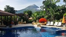 Arenal Volcano view from pool at Nayara Resort Spa and Gardens