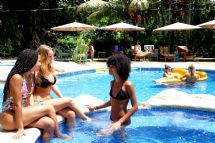 Having fun at the pool at Selina Puerto Viejo